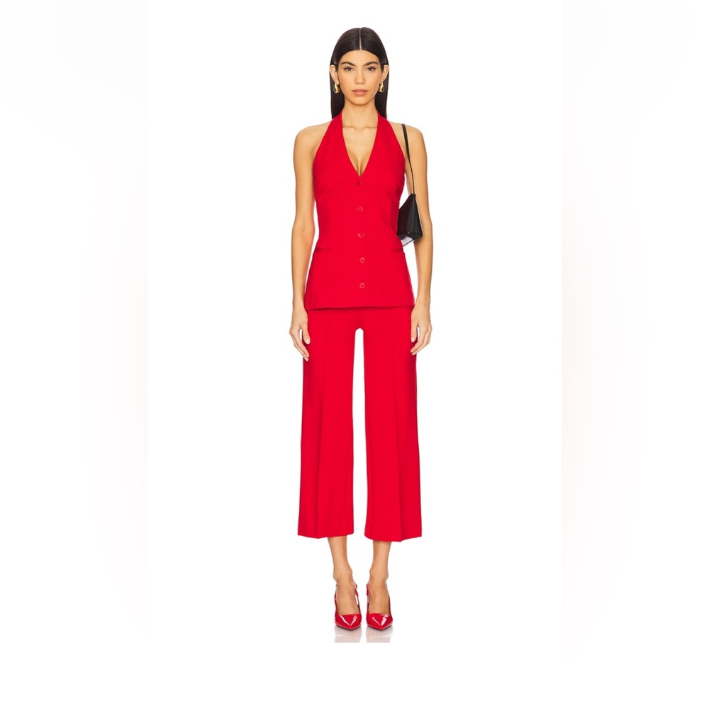Perfected two piece in a red collar never use. Xs-s